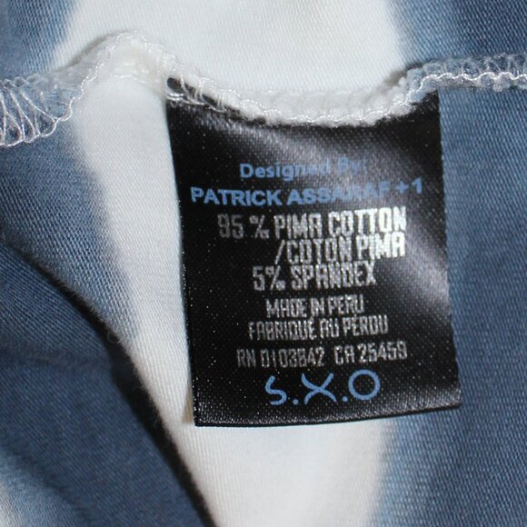 Patrick Assaraf Long Sleeve Blue  Tie Dye Tee crew neck  men size Large - Picture 5 of 7